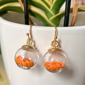 Orange Wishing Ball Earrings